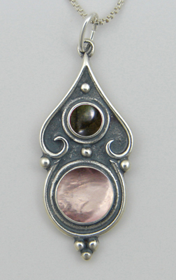 Sterling Silver Romantic Necklace Rose Quartz And Spectrolite